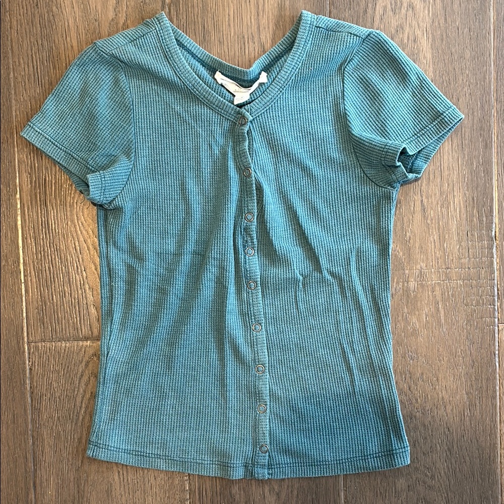 Teal Button Down Sleeve Top